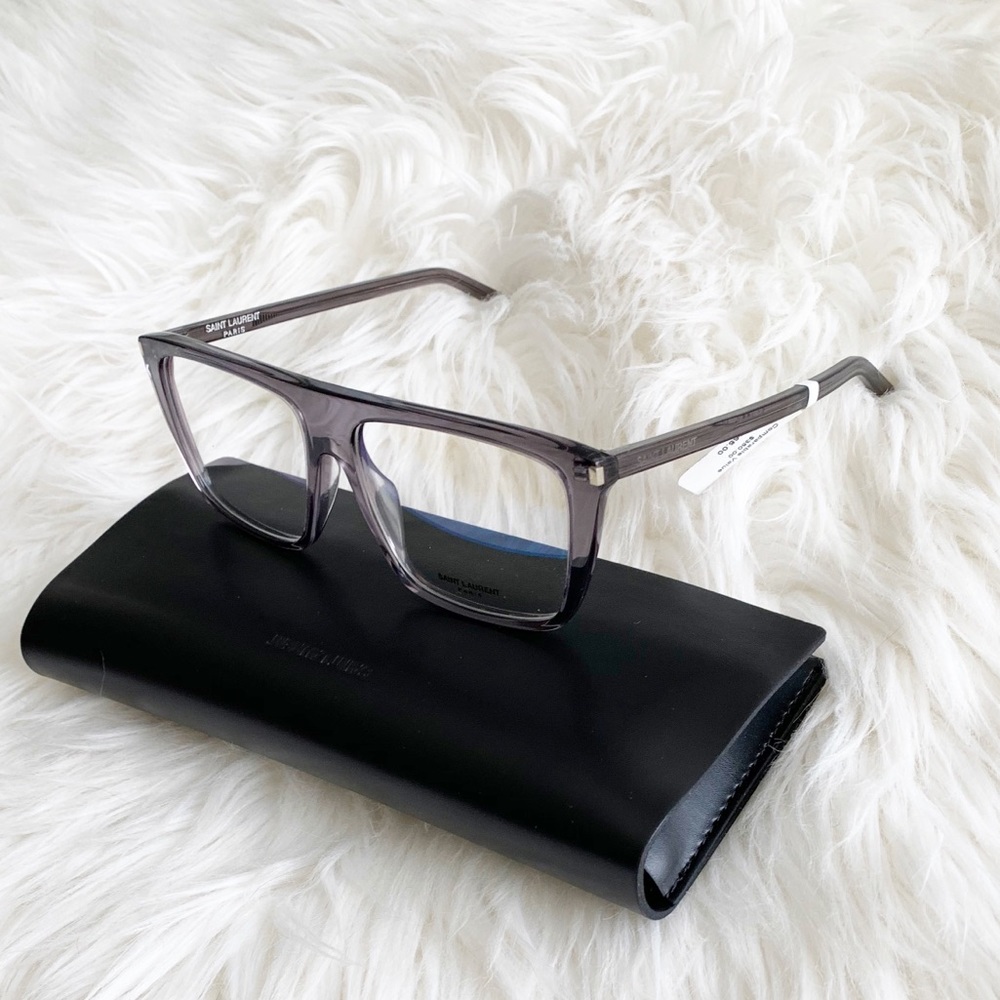 Saint Laurent Transparent Lavender Rectangular Glasses - Picture 3 of 13